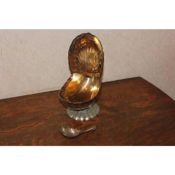 Vintage Corbell and Company Silverplate Peacock Sugar Bowl and Spoon - Picture 4 of 6